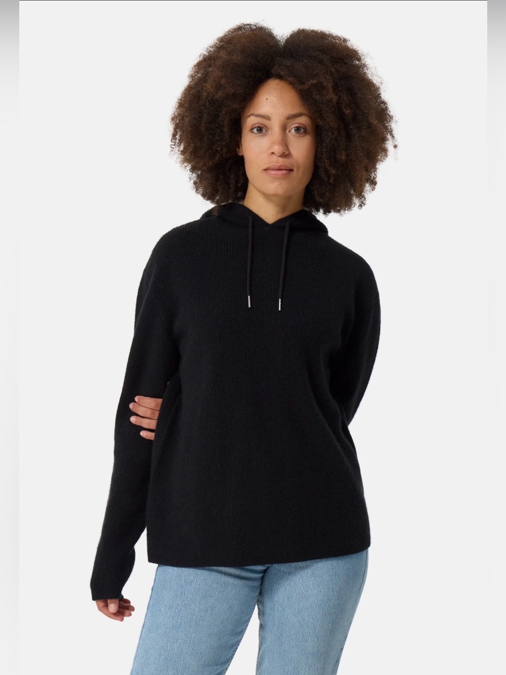 Ralph Lauren Black Hooded Waffled Knit Pullover Medium